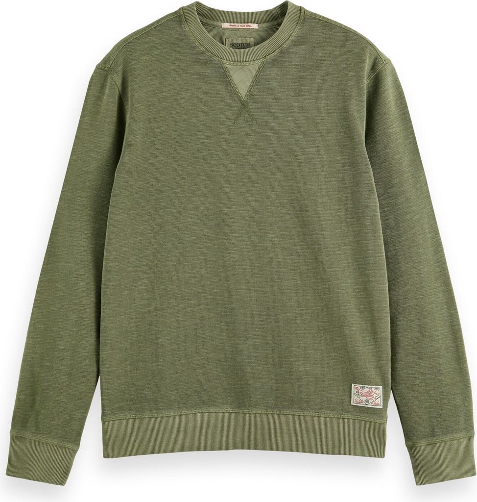 Scotch & Soda Pullover Unifarbenes Regular fit garment dyed sweatshirt mit Rundhalsausschnitt und Logo-Detail