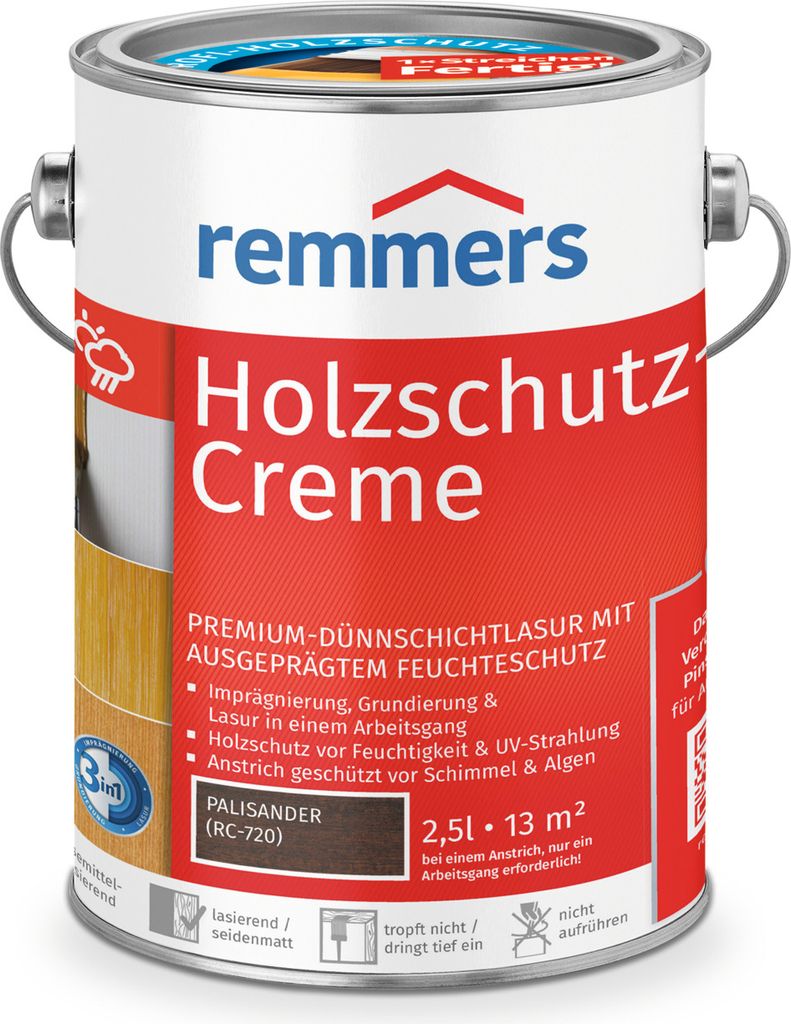 Remmers Holzschutz-Creme 3in1 palisander (RC-720) 2,5 l, Produktbild 