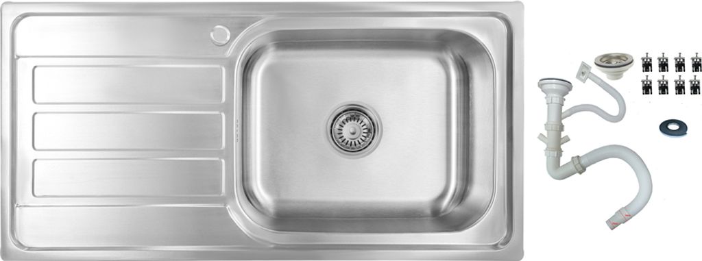 Proaja- 100x50x18cm XXL Becken 50x40cm Küchenspüle Edelstahl 304 0,8 eckig 1 Becken, groß,Einbauspüle,Spüle Küche Abtropffläche