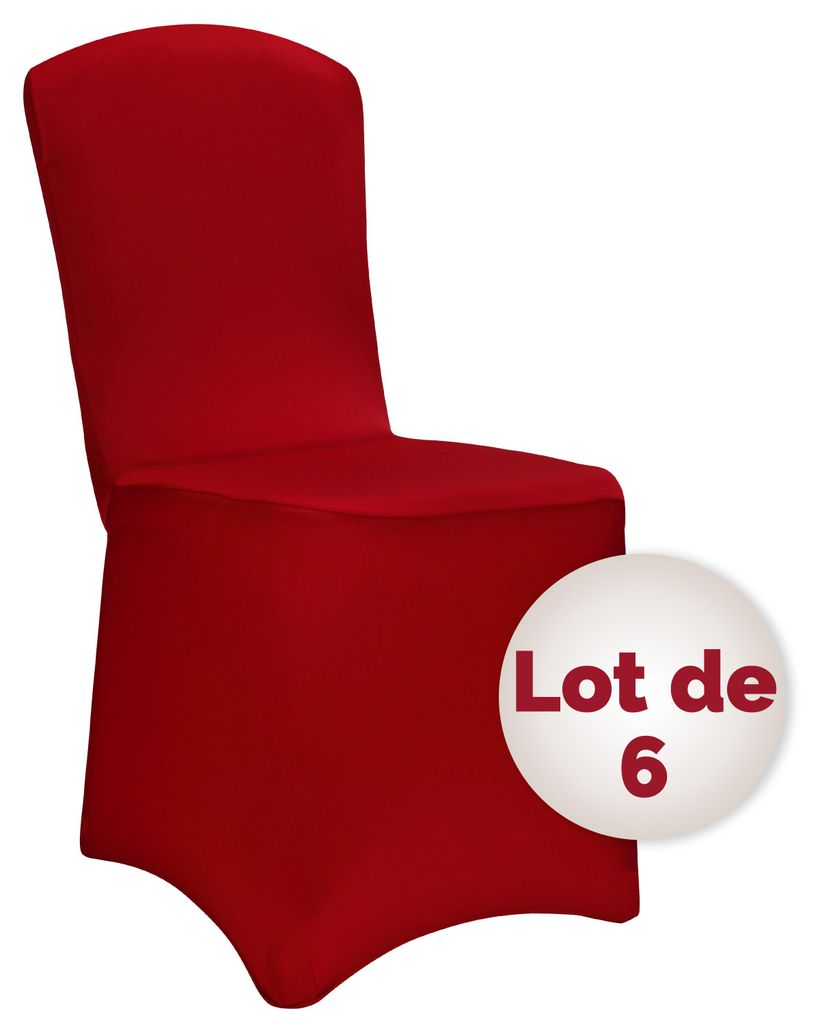 DETEX® 6x Housse de chaise rouge bordeaux tissu stretch Image du produit 