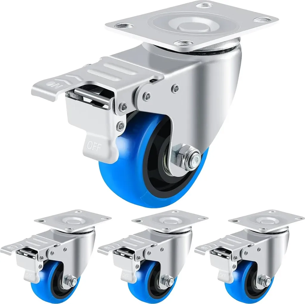 Norgail Ruote Girevoli 360° In Nylon 1,5” – 4 Pezzi Con Attacco M8 X 13 Mm – Capacità 45 Kg – Per Mobili