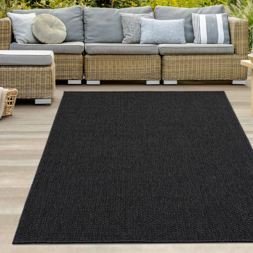 Robuster In- und Outdoorteppich 3d-Effekt schlichtes Muster einfarbig anthrazit Größe - 160 x 220 cm