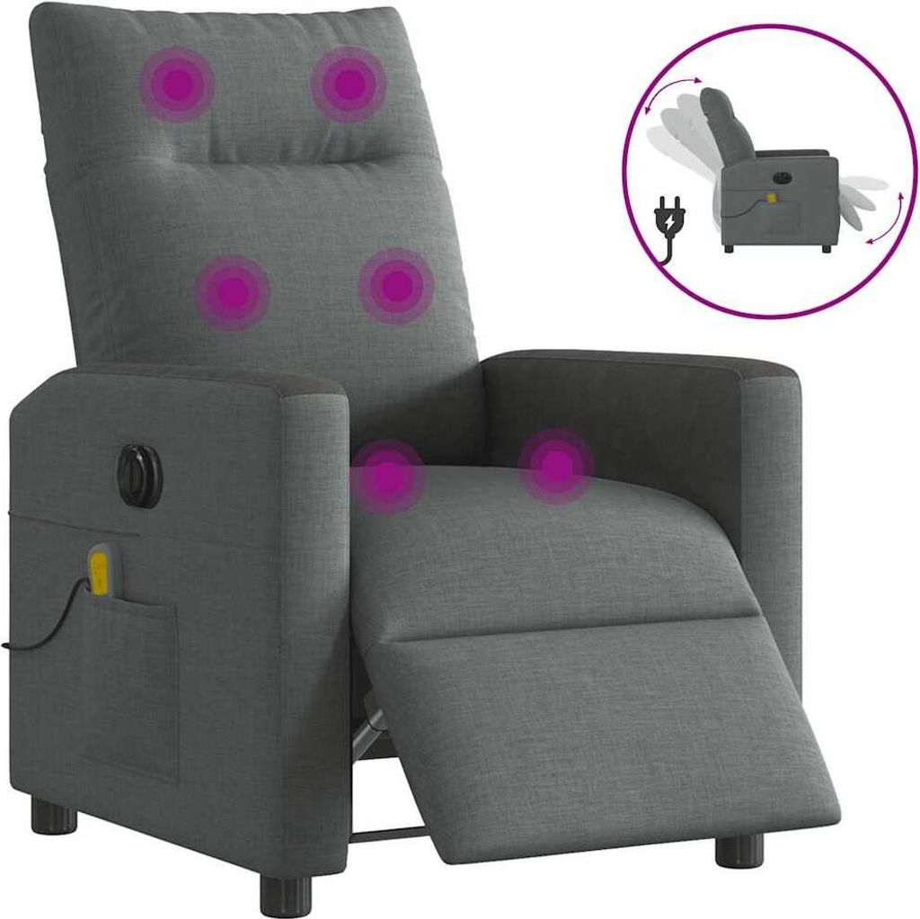 "2026 Promotion" Massagesessel Elektrisch - Fernsehsesel - Dunkelgrau Stoff - Couchsessel CC17849
