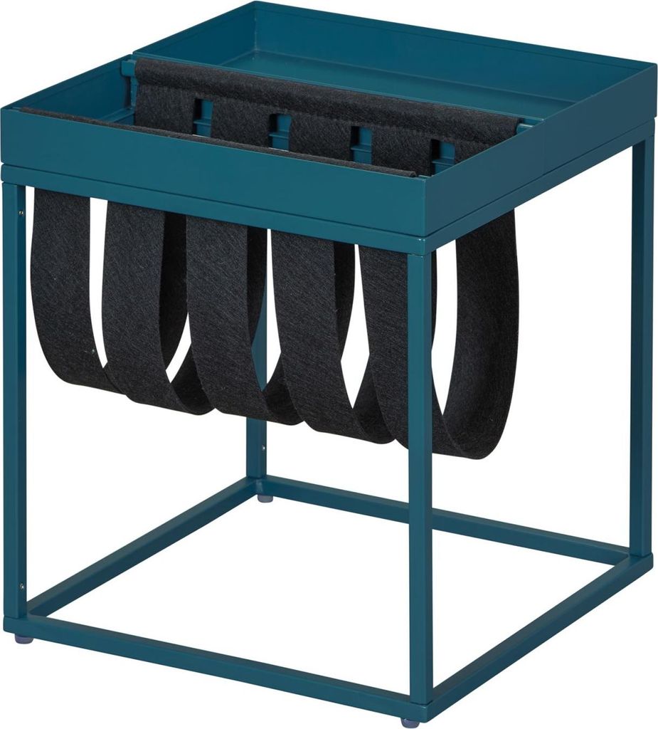 FURNARO Beistelltisch Design-Zeitschriftenhalter HARRY Blau Metall 35 x 35 x 40 cm