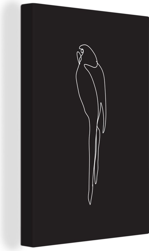 OneMillionCanvasses - Leinwandbilder - 90x140 cm, Papagei - Vogel - Abstrakt - Schwarz - Weiß, Wandbilder Kunstdruck Wanddekoration - Foto auf L...