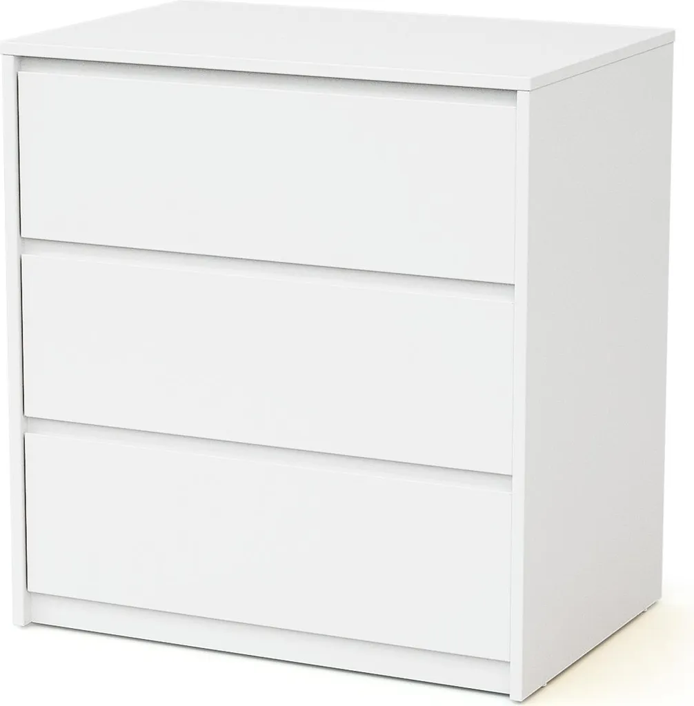 Petite Commode Enfant en Bois Blanc 3 Tiroirs Spacieux WEBABY UNO