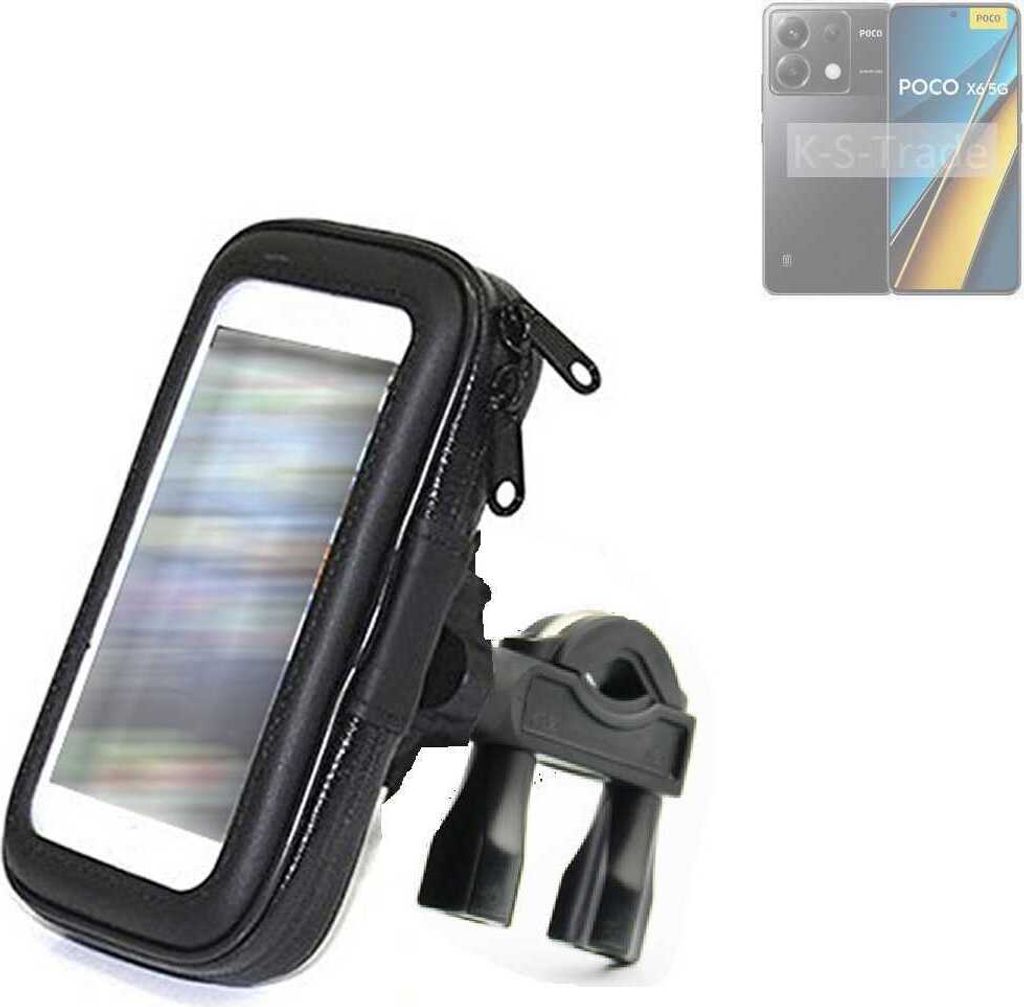 K-S-Trade Fahrrad-Halterung kompatibel mit Xiaomi POCO X6 5G Handy-Halterung Halter Lenkstange Fahrradhalterung Motorrad Bike Mount Wasserabweisend