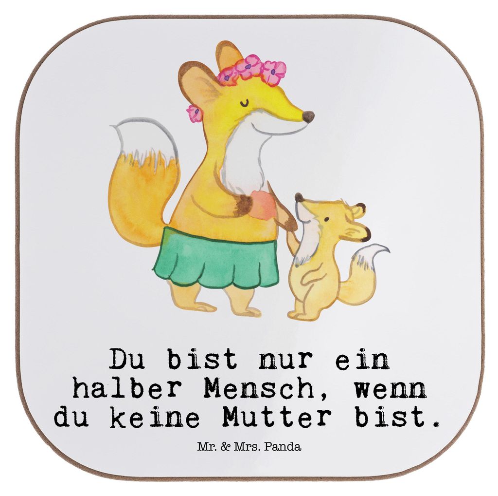 Mr. & Mrs. Panda Tassenuntersetzer Mutter Herz - Weiß - Geschenk, gläseruntersetzer, Untersetzer Glas, Tischuntersetzer, für Gläser, Holzunters...