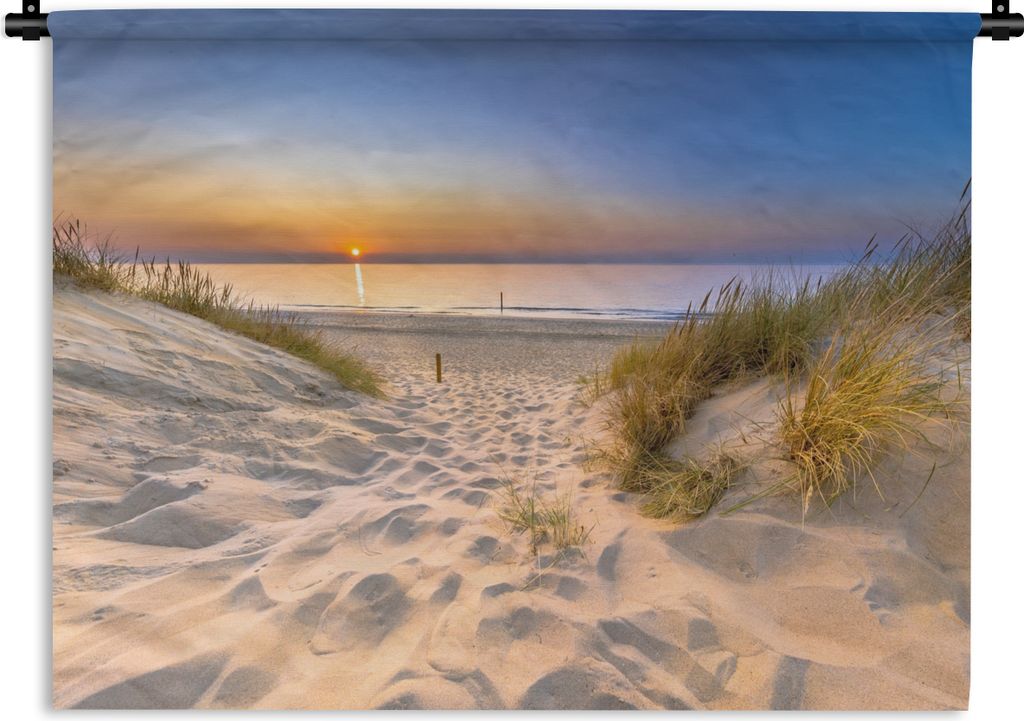MuchoWow Wandteppich Wandbehang Düne - Sonnenuntergang - Horizont - Strand - Gras 60x45 cm Tapisserie Dekoration Wandtuch - Das Schlafzimmer