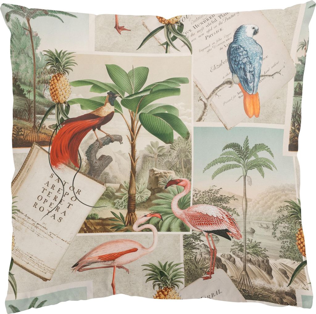 Dekokissen Tiere draußen / Outdoor Zierkissen waschbar Pflanzen pastell Vintage Sofakissen mit Füllung