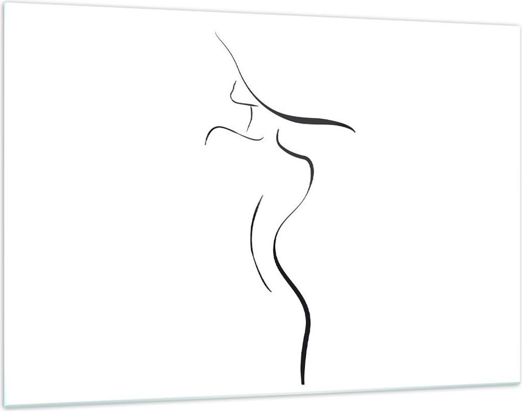 Bilder auf glas - Einteilig - Minimalismus Frau Hut - 120x80cm - Glasbilder - Wandbilder - Bilder - zum Aufhängen bereit - Wanddekoration aus Glas...