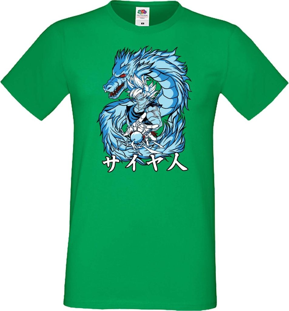 Herren T-Shirt Japan Manga Animation Comics Dragon Anime Manga Ball Z Goku Dragon Saiyan Var-003 Goku Dragon, Man 3XL / Grün