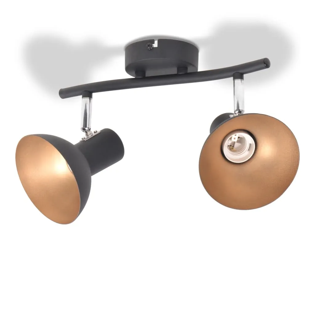 vidaXL Lampe de plafond pour 2 ampoules E27 noir et or chic