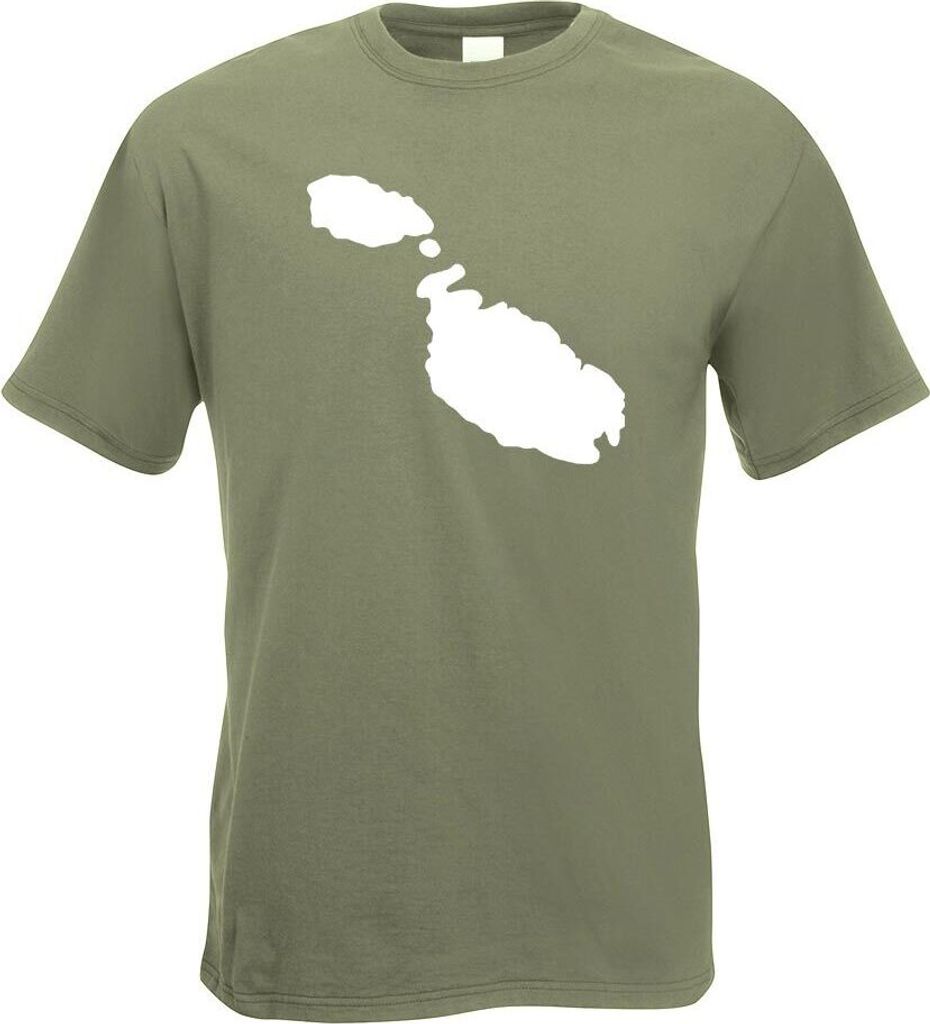 Kiwistar - T-Shirt - Olive - Malta Umriss Kontur Herren Funshirt Bedruckt Design Sprüche Spruch Motive - mit Motiv Bedruckt - Funshirt Design - Sp...