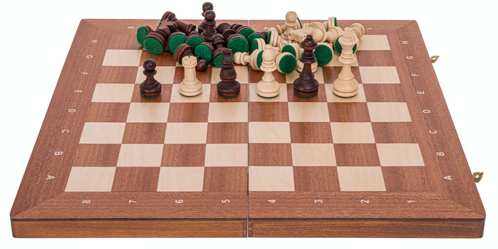 ROYAL LUX Schachbrett EICHE Schachfiguren geschnitzt Schach 65 cm SQUARE 
