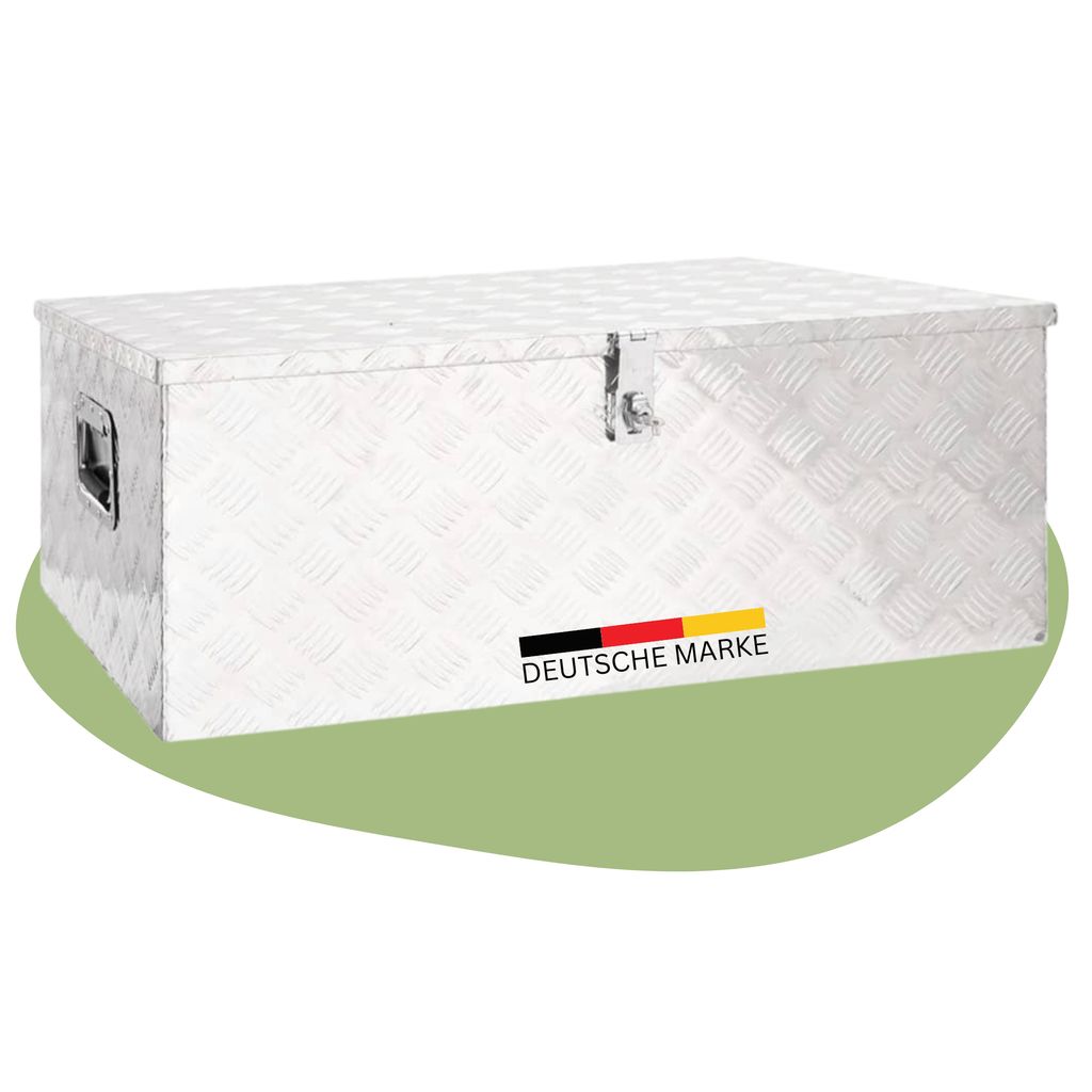 DELUKE Aluminiumbox mit Deckel - Abschließbar | Alubox Deichselbox Alu Anhängerbox Werkzeugkiste Metall Transportbox Metallkiste, 100x55x37cm S...