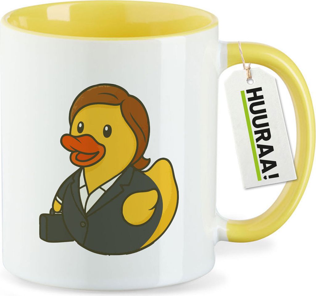 Huuraa Kaffeetasse Quietscheente Chefin Comic Gummiente 330ml Gelb Keramik Kaffeebecher Geschenkidee