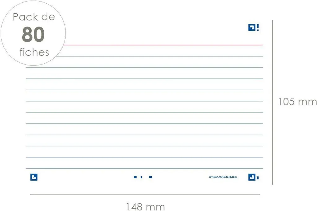 Fiches Bristol 210g Oxford Flash 2.0 Blanc - Format A6 Ligné (400133922)