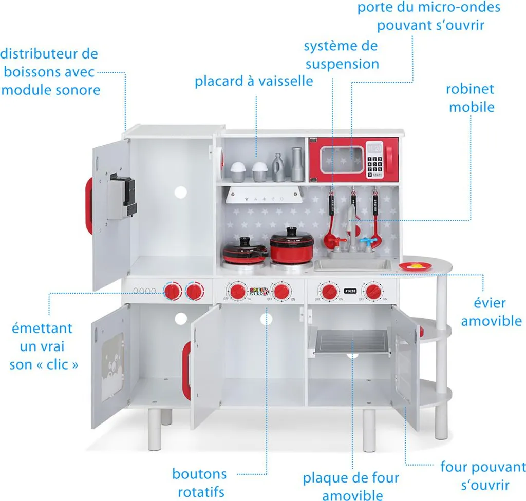 Cuisine enfant bois durable réglable en hauteur contre le mal de dos