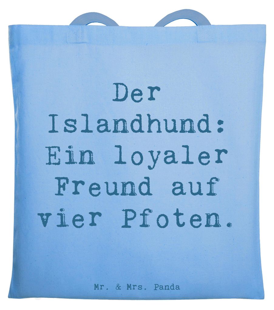 Mr. & Mrs. Panda Beutel Spruch Treuer Islandhund - Sky Blue - Geschenk, Hunderasse, intelligenter Hund, Tote Bag, robuste, Hunderassen Vielfalt, Ei...