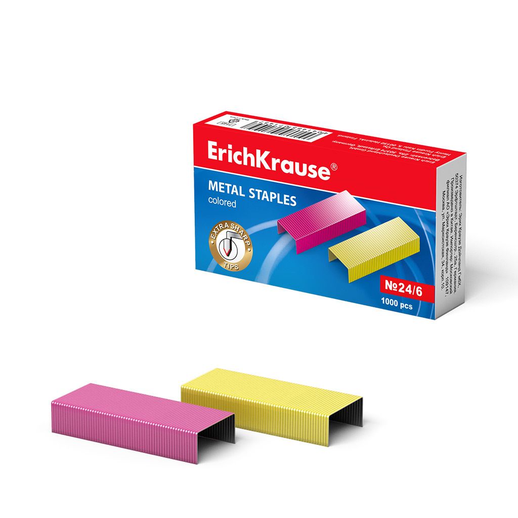 Heftklammern Nr. 24/6 extra scharf & stark 1000 Stück Rosa Gelb