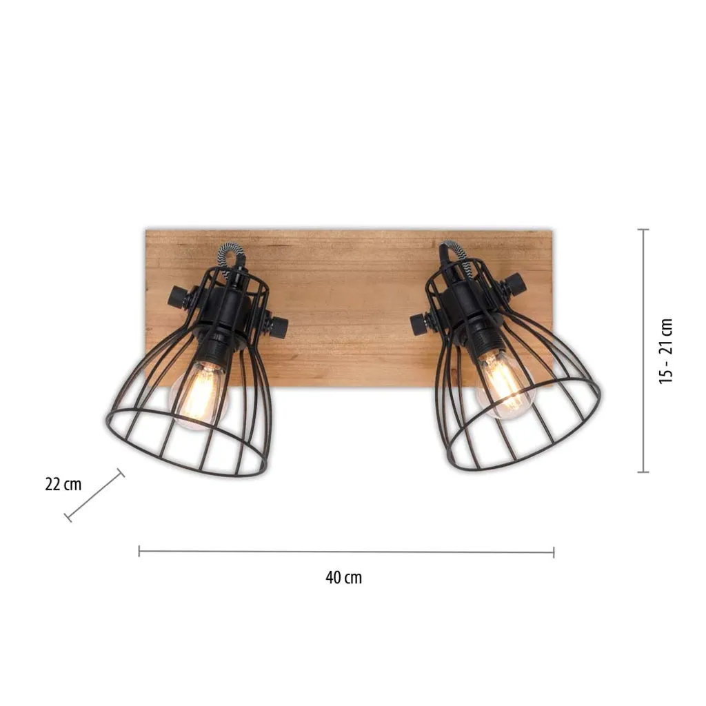 Plafonnier bois et métal noir orientable pour éclairage de plafond bas - 5
