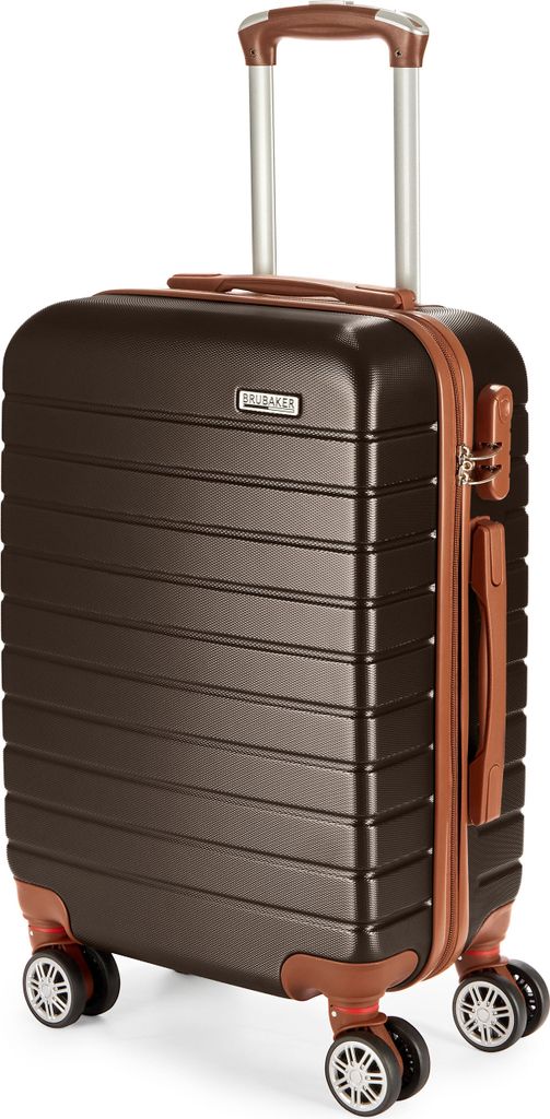 BRUBAKER Handgepäck Koffer Paris - Reisekoffer Trolley mit Zahlenschloss und 4 Rollen - 37 x 56 x 22 cm - Rollkoffer, M, Braun und Hellbraun