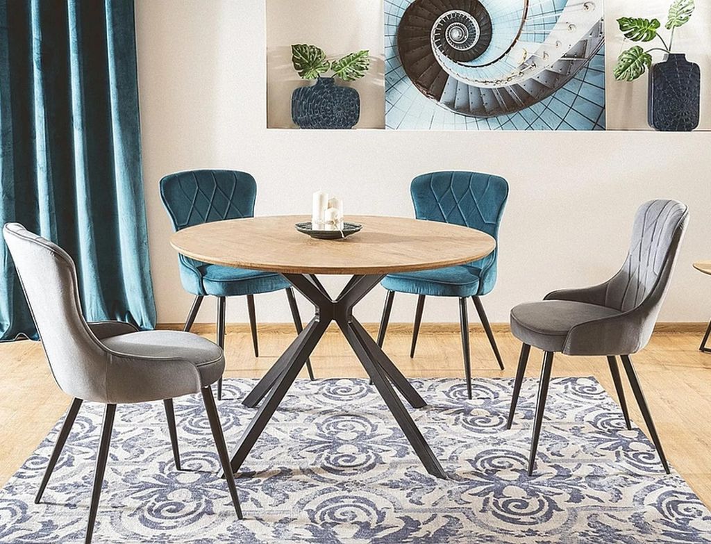 Kleiner runder Esstisch ATTILA – Eiche/Schwarz