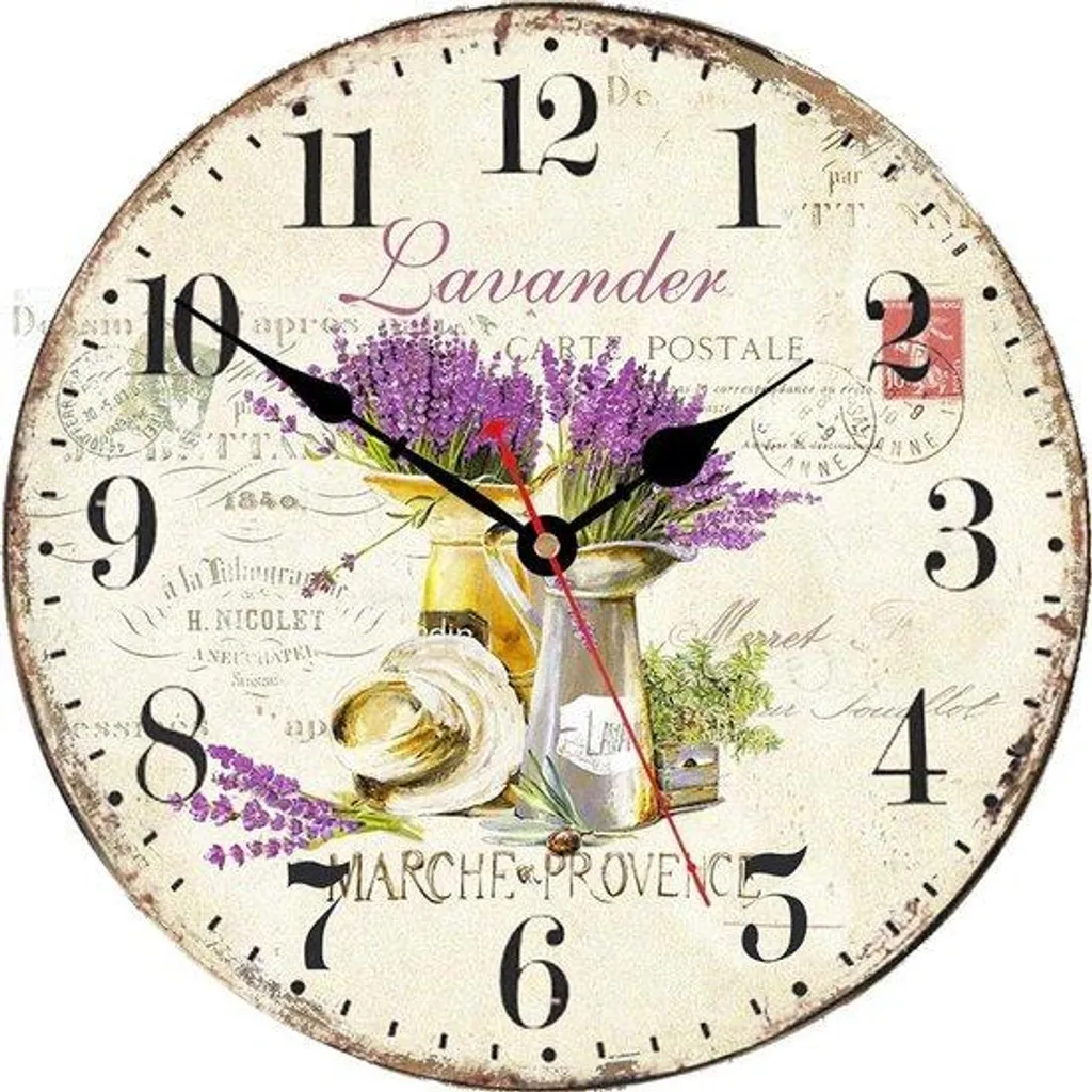 Horloge murale Lavande 20 cm - Petite pendule vintage décorative bois