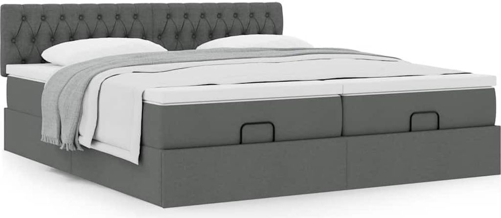 Maison Exclusive - Ottoman-Bett mit Matratzen Dunkelgrau 180x200 cm Stoff