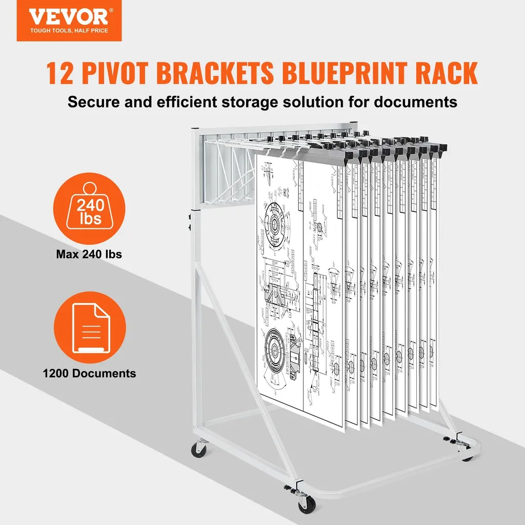 Support de plans de construction mobile avec bras pivotants pour bureau - 2