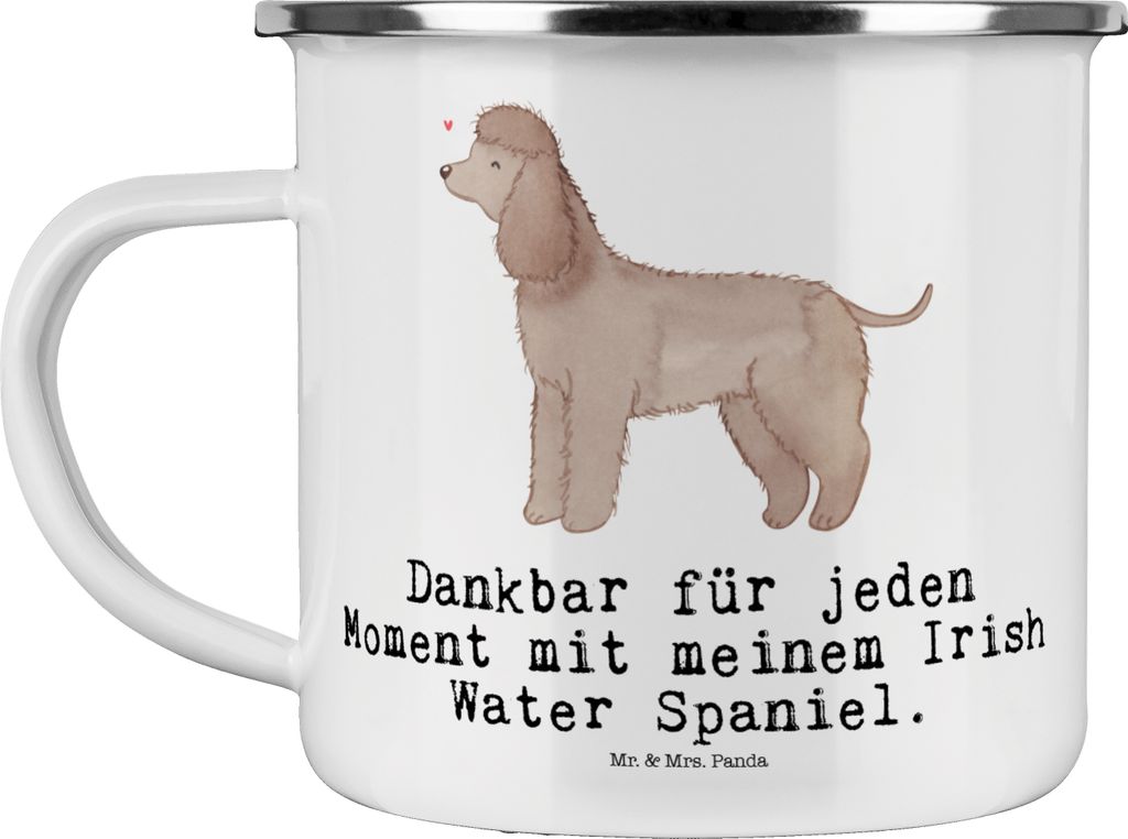 Mr. & Mrs. Panda Emaille Becher Irish Water Spaniel Moment - Weiß - Geschenk, Jagdhund, Motivtasse, Tasse, Teetasse, Pott