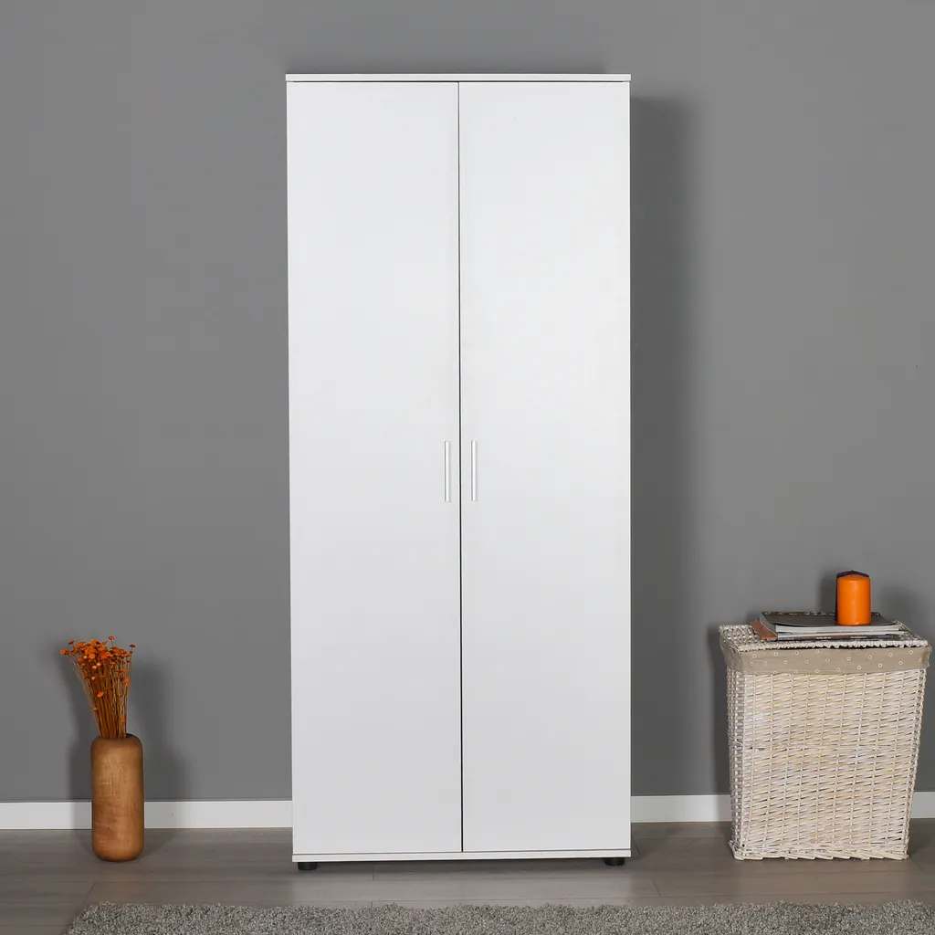 Armoire de Rangement Blanche Skye Decor 187x80 cm en Bois Mélaminé Chic