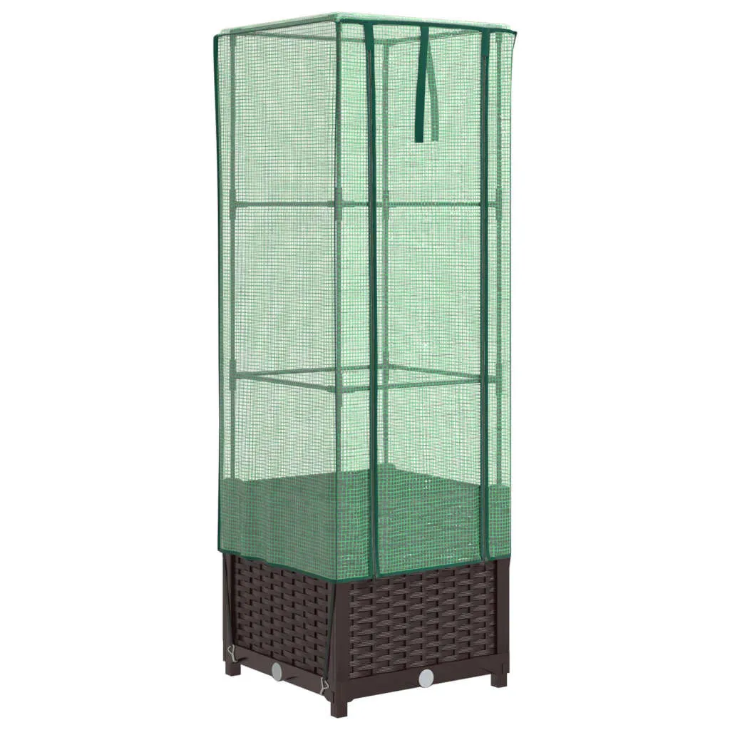 Letto Rialzato vidaXL 40x40x139 cm con Serra Rattan - Orto Urbano