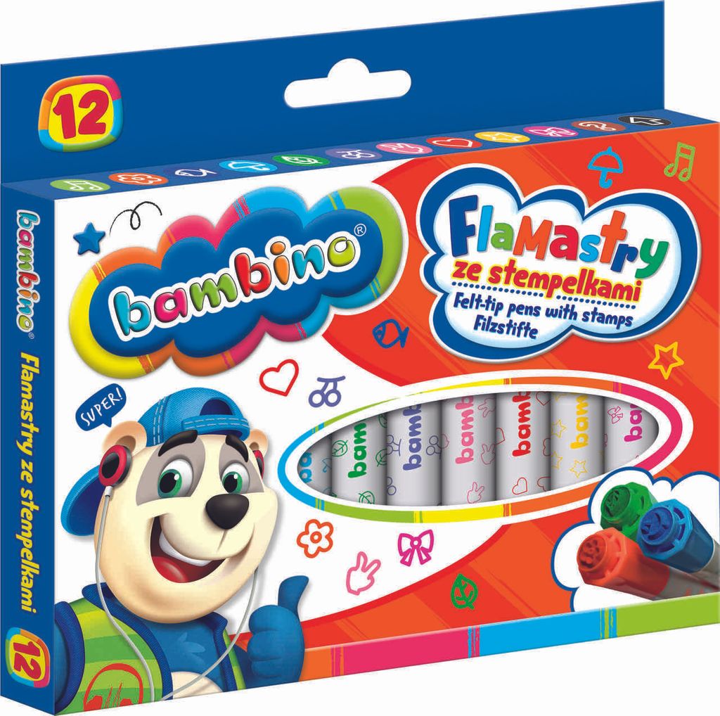 Pečiatkovacie perá 12 farieb Bambino Obrázok produktu 