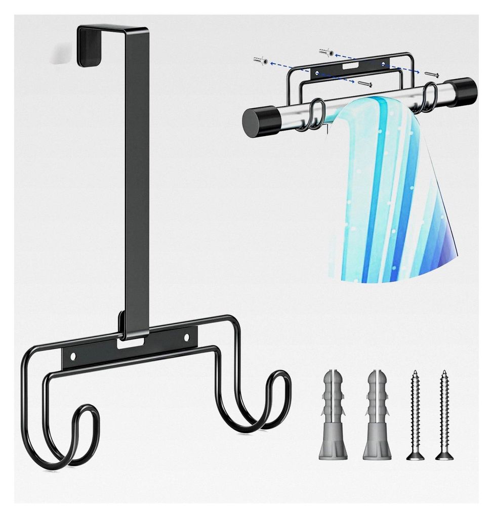Wandhalterung für Bügelbrett zur Montage über der Tür, mit abnehmbaren Haken, geeignet für Waschküchen (Schwarz)