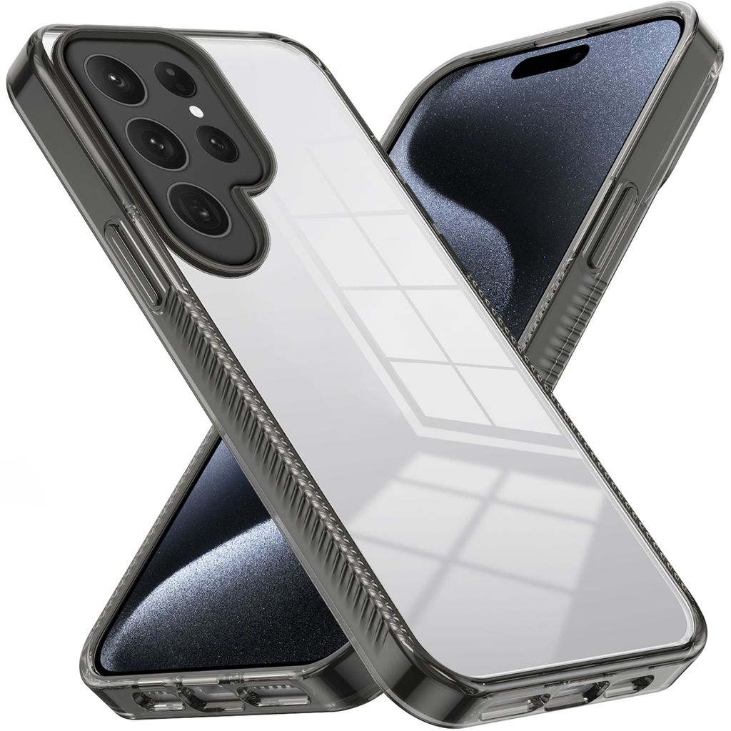 Hülle für Samsung Galaxy S24 Ultra Rutschfest Kristallklare Stoßfeste TPU Bumper Handyhülle Schwarz