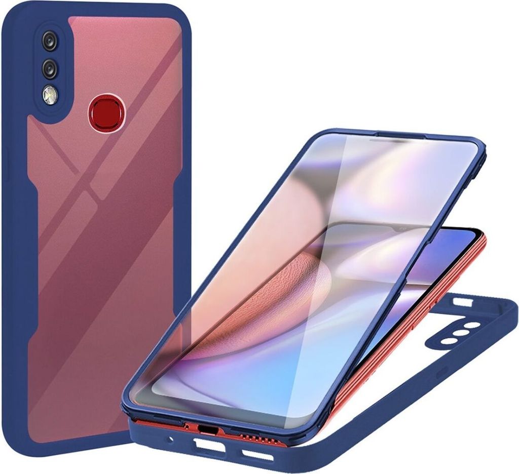 König Design Hülle kompatibel mit Samsung Galaxy A10s Kunststoff Full Cover Handyhülle - Case Blau