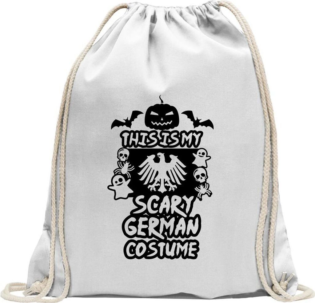 Kiwistar - Turnbeutel - weiss - My Scary German Costume - Fun Rucksack Sport Beutel Gymsack Baumwolle mit Ziehgurt