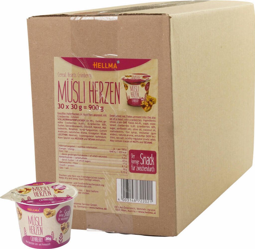 Hellma müsli srdiečka brusnice, snack, pre stravovanie, Obrázok produktu 