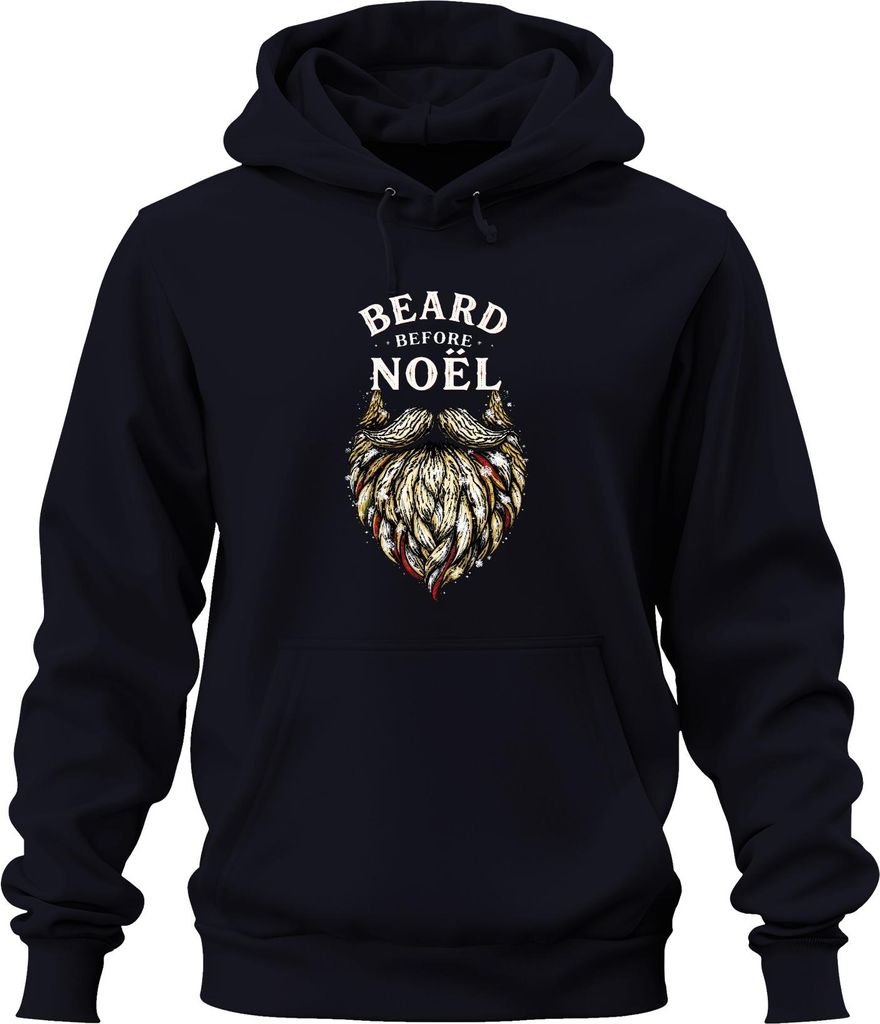 Beard Before Noël Weihnachtsmann Weihnachtsbart Lustig Geschenk Uni Hoodie Kapuzenpullover, Navy, XL