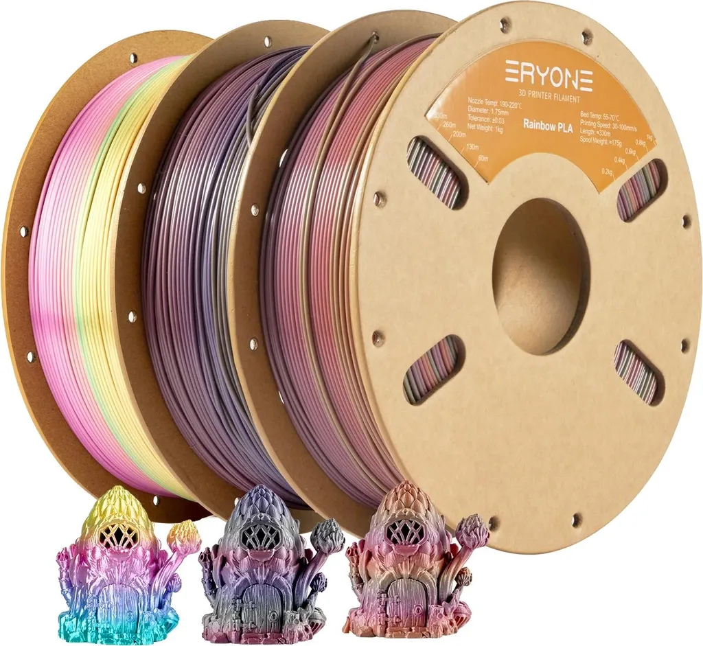 Filamento PLA Seta 3kg Set B: 3 Bobine Ecologiche per Stampe 3D Lucide