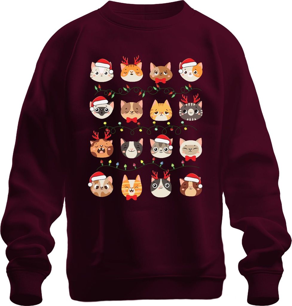 Katzen Weihnachten Festtage - Weihnachtsgeschenk Christmas Uni Weihnachtspullover, Burgundy, M