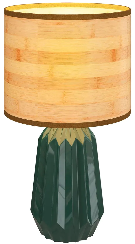Luminaire de table rétro avec socle céramique et abat-jour en lin