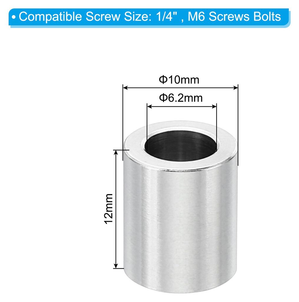 M6 Edelstahl Abstandshalter 5 Stš¹ck Flach Unterlegscheiben 6.2 mm ID x 10 mm OD x 12 mm L Distanzhš¹lsen Abstandsschraube Standoff Rund fš¹r...