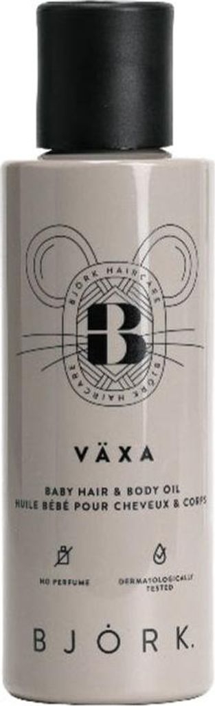 BJÖRK VÄXA Baby Hair & Body Oil, 125 ml, Feuchtigkeitsspendend, Weichmachend, Flasche, Kann direkt auf dem Körper, in der Badewanne, ein paar Tr...