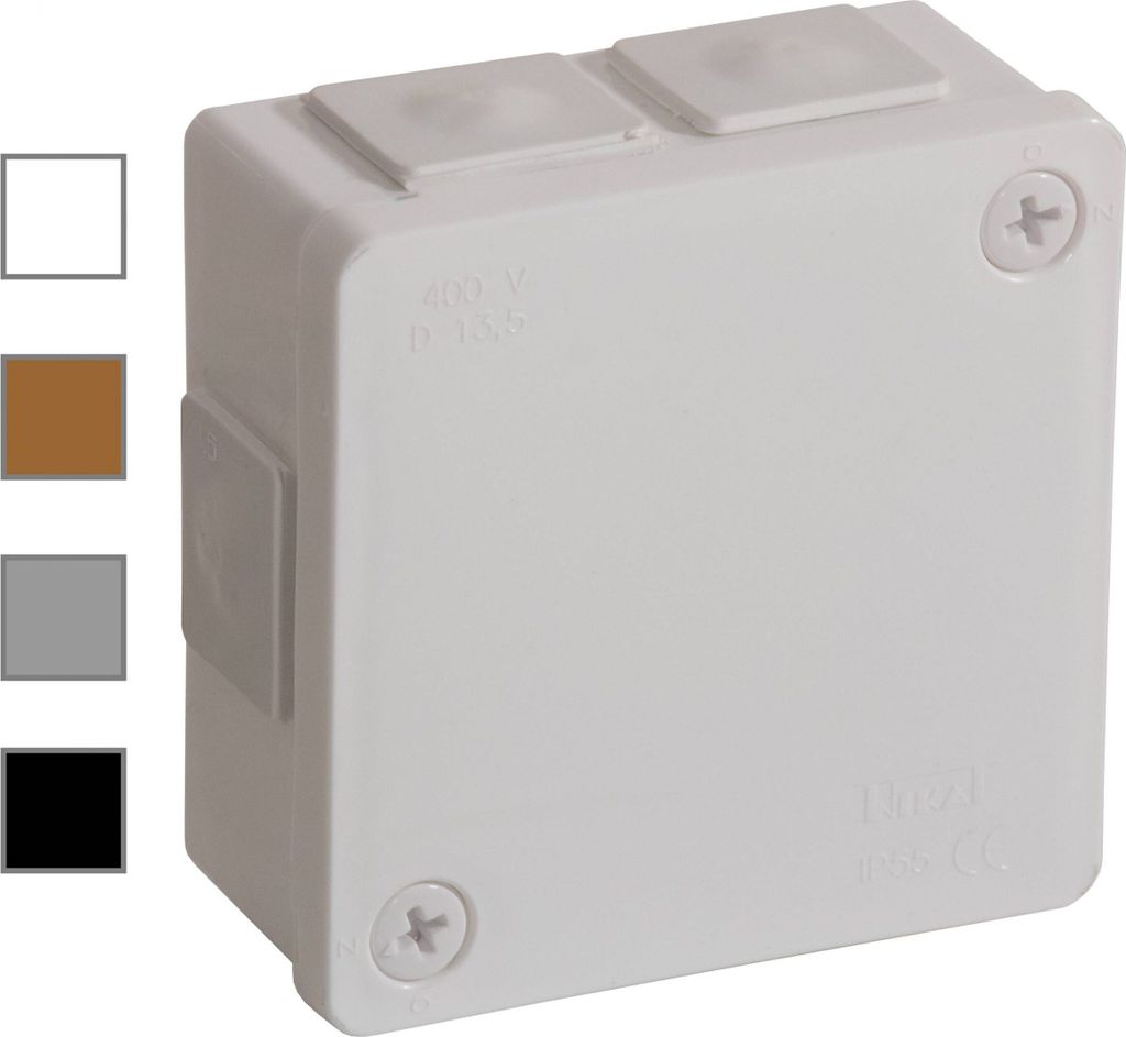Hermetische Aufputzdose grau 86x86x40 IP55 Viplast 02203