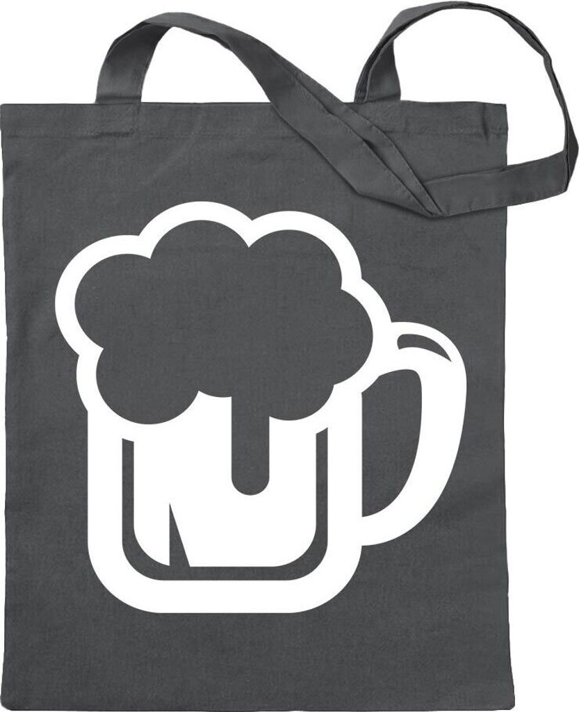 Kiwistar - Baumwolltasche - stahlgrau - Bierkrug Bierfass trinken Glas - Tragetasche Stoffbeutel Umhängetasche langer Henkel