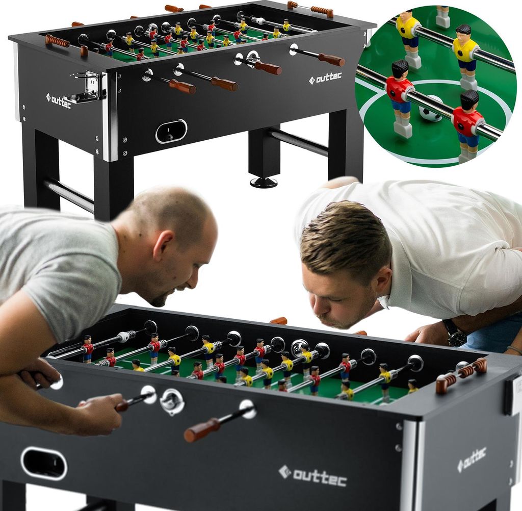 Outtec Kickertisch, Tischkicker, Tischfußball für Kinder und Erwachsene - 140 x 76 x 88 cm - inkl. 3 Bälle - Fußballtisch mit 22 Spieler, Tor...