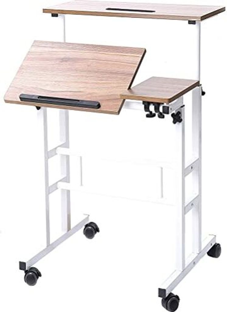 Mobiler Stehschreibtisch, verstellbarer Computer, Rolling-Laptop-Sitzständer, Höhe-Sit-Stand-Büro-Tisch, Workstation (natürlich)